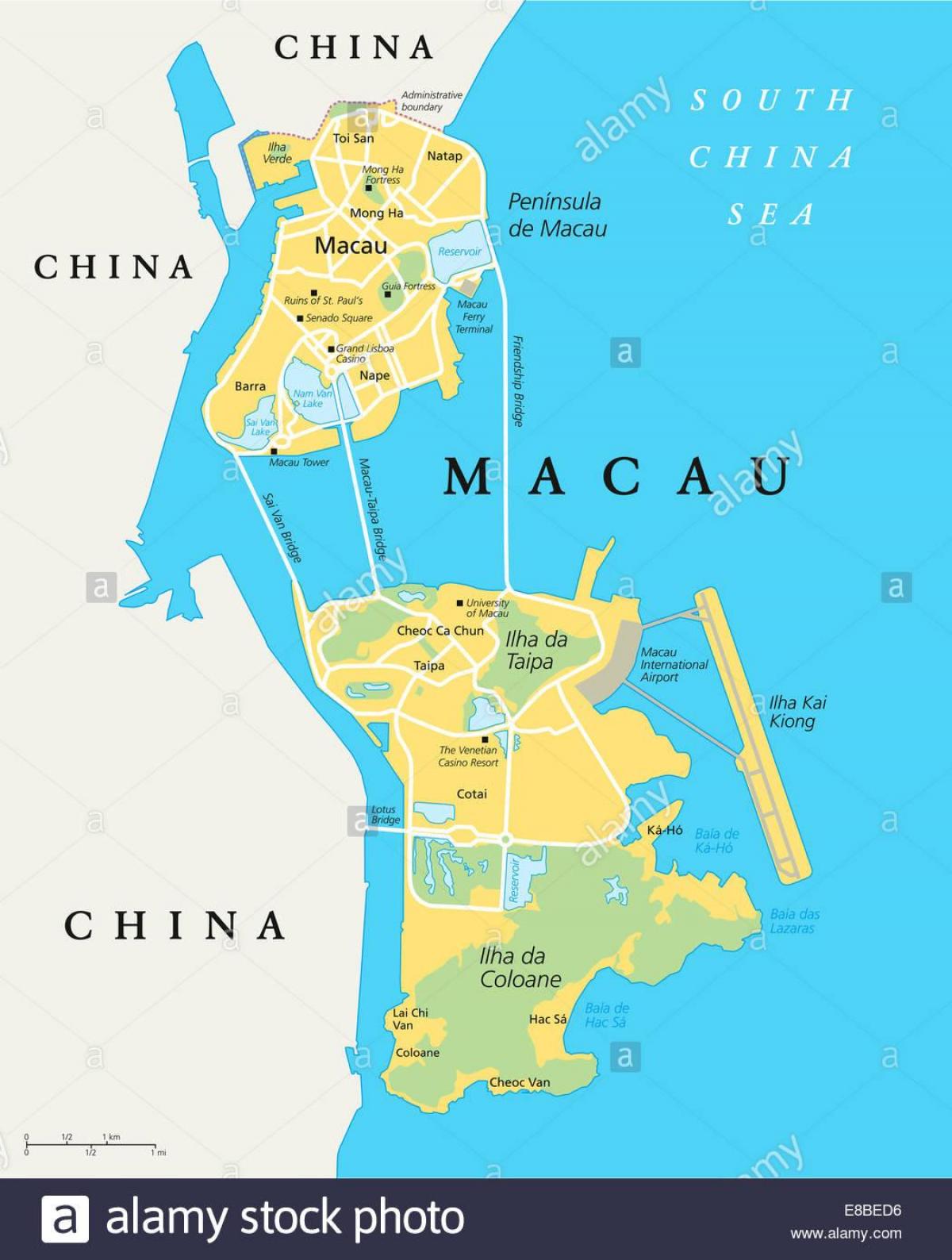Macao Kitajska zemljevid