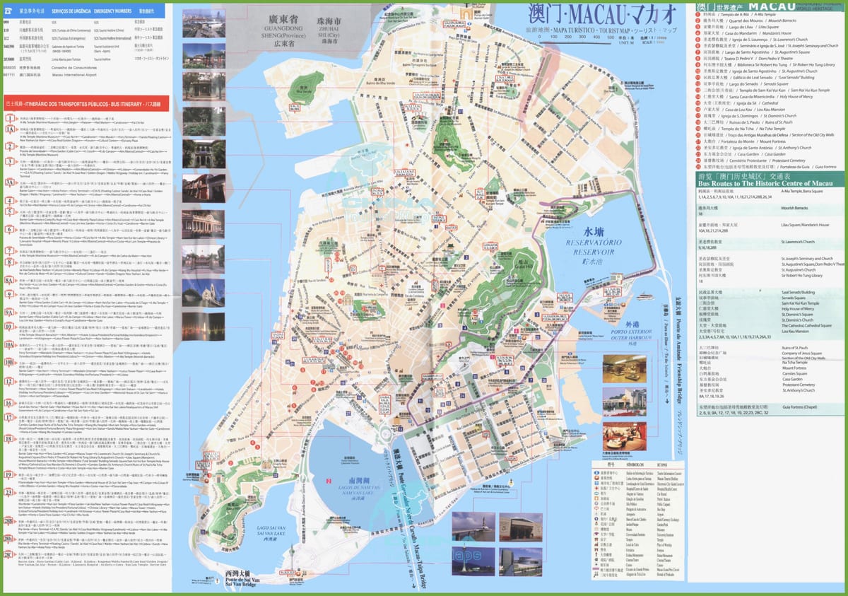 Macau avtobus poti zemljevid