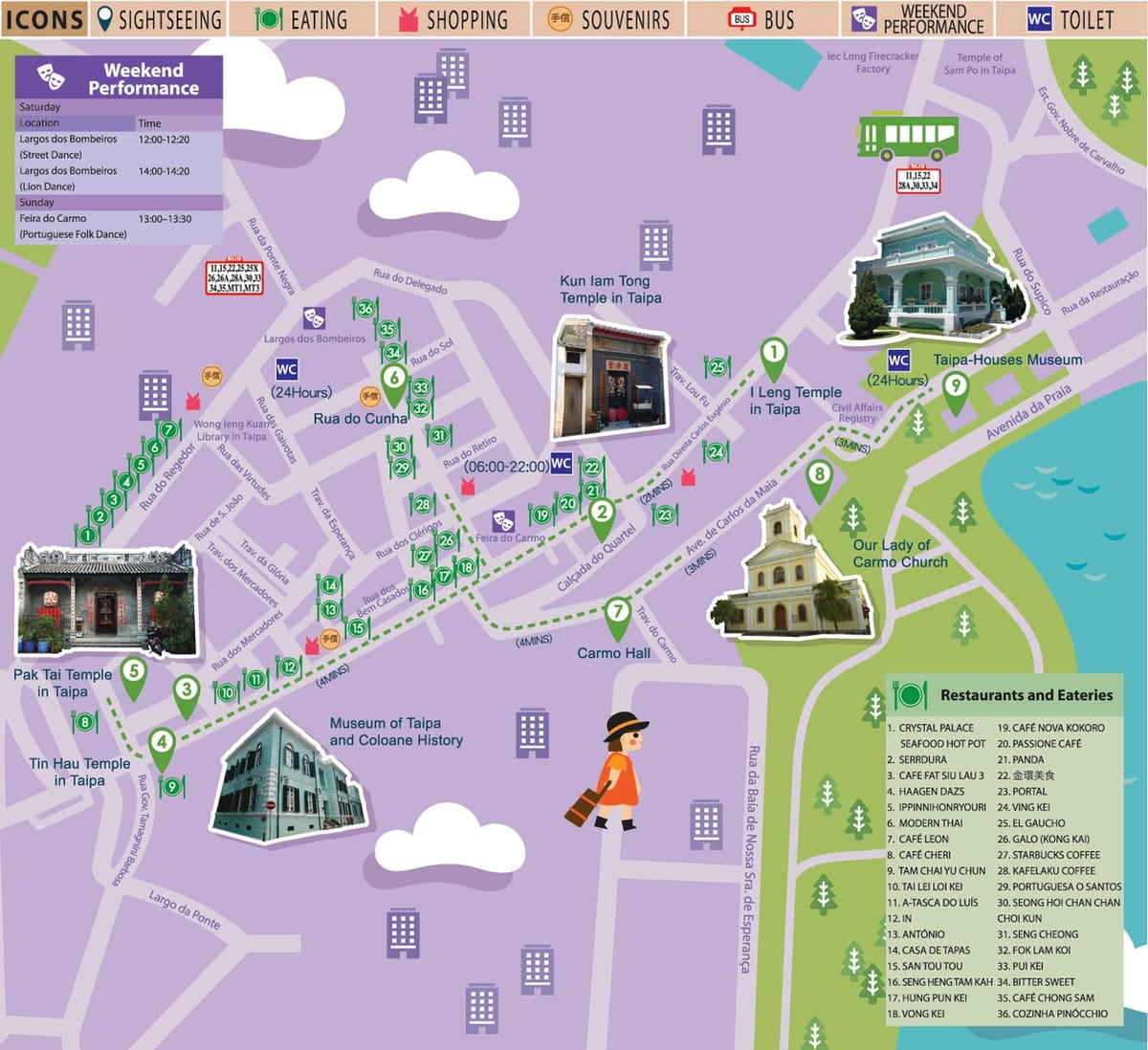 Macau free shuttle bus poti zemljevid