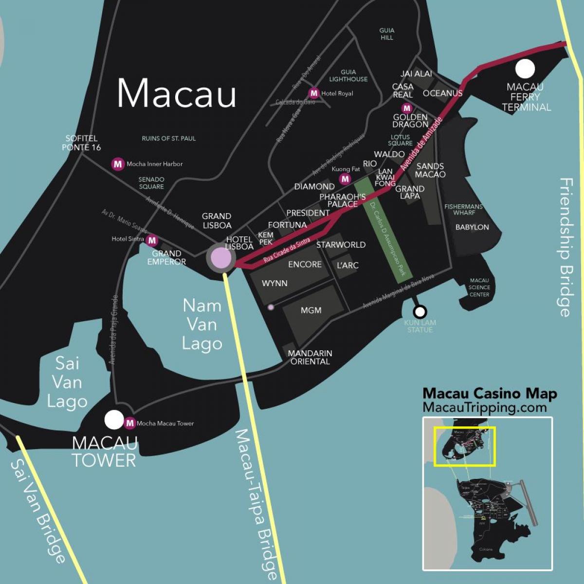igralnice Macau zemljevid