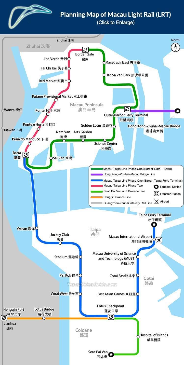 Macau zemljevid podzemne železnice
