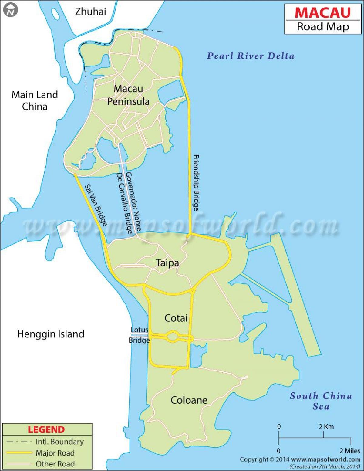 Macau polotoku zemljevid