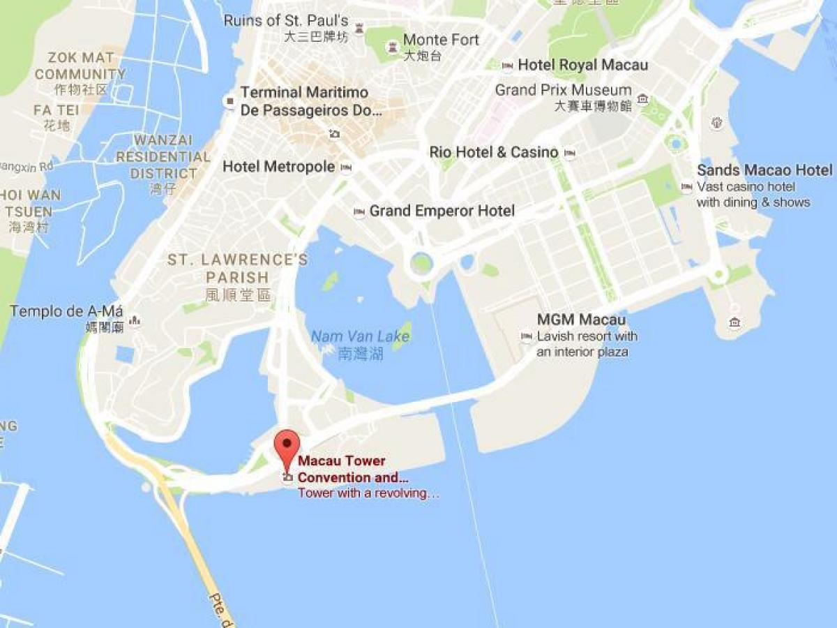 zemljevid Macau tower