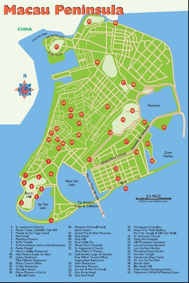 Macau turistični zemljevid