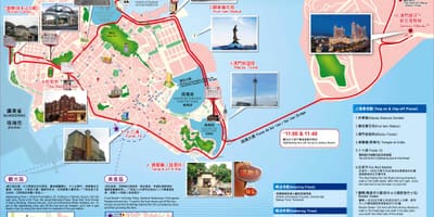 Zemljevid Macau turističnih znamenitosti.