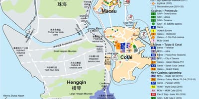 Zemljevid rdeči trg Macau